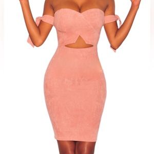 Hot Miami styles blush faux suede dress size medium in mint condition!